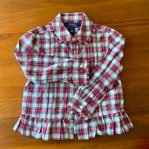 Polo Ralph Lauren plaid girl holiday shirt 2t